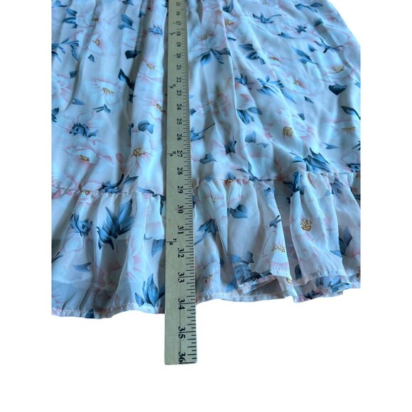 Entro Womens Floral Print Ruffle Hem Bell Short Sleeve Dress Size Large - Picture 6 of 12